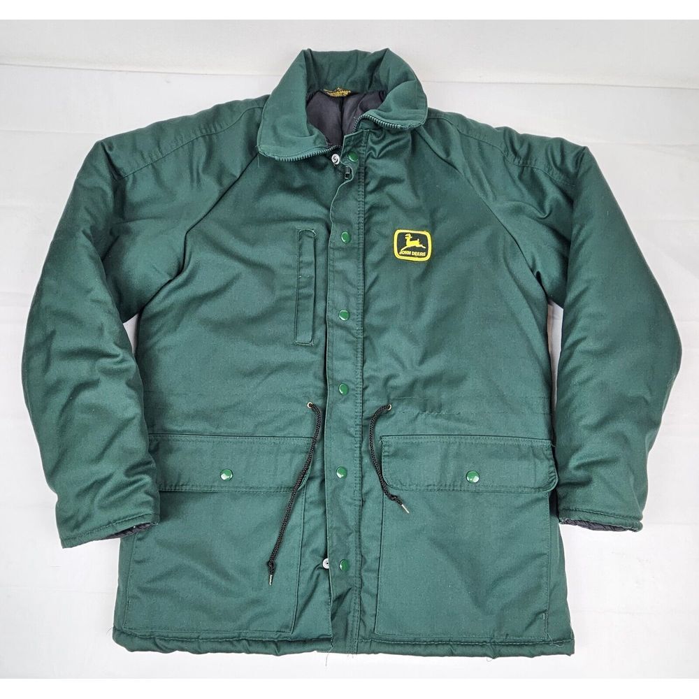 John Deere Coat Mens Medium. Vintage‎ Green Barn Field Drawstring Waist Quilted